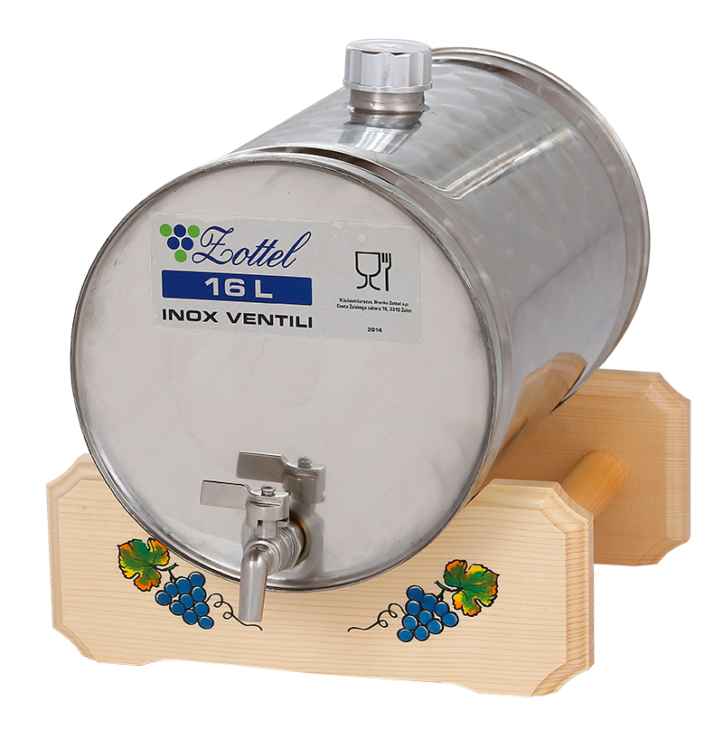 INOX pálinkás tartály 16 literes fekvő