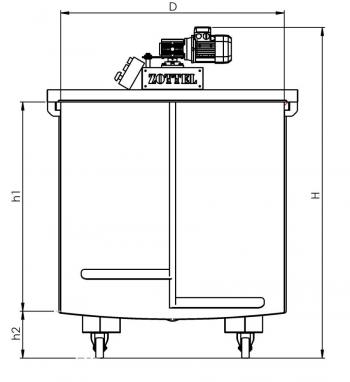 Keverőlapátos tartály INOX 700l 2.Kép