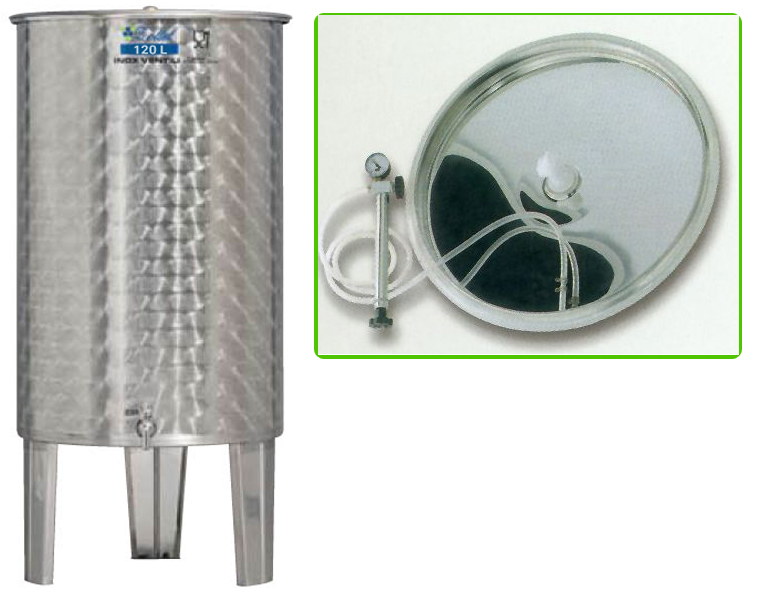 Úszófedeles INOX bortartály 120 l, pumpás szettel