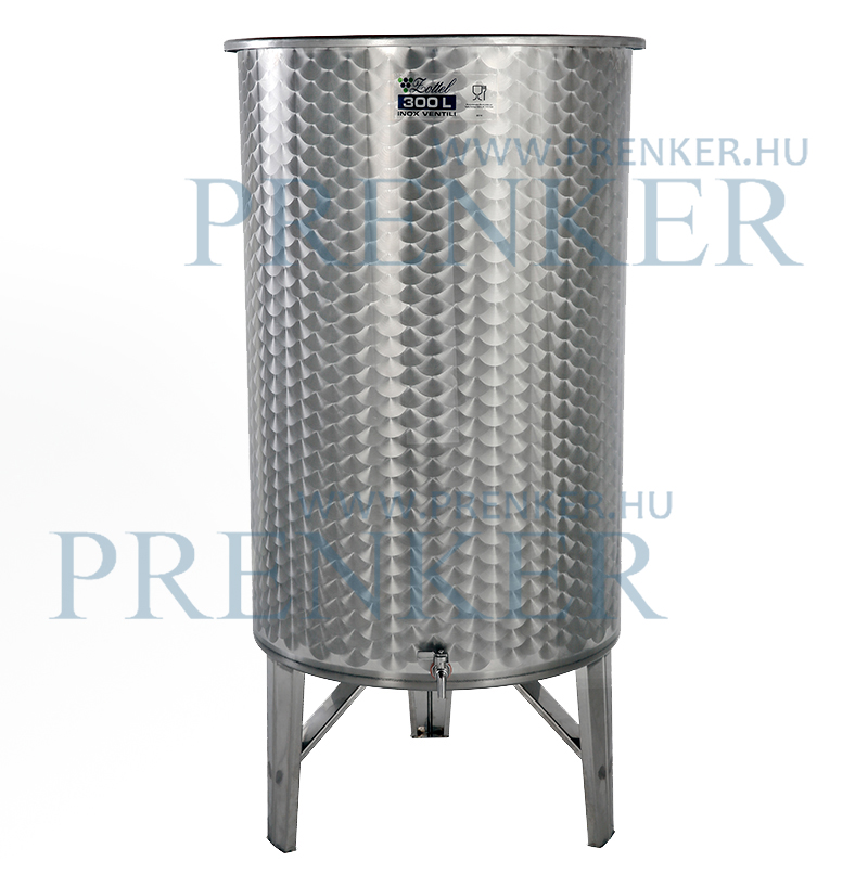 Úszófedeles INOX bortartály 300 l, 1 csapos