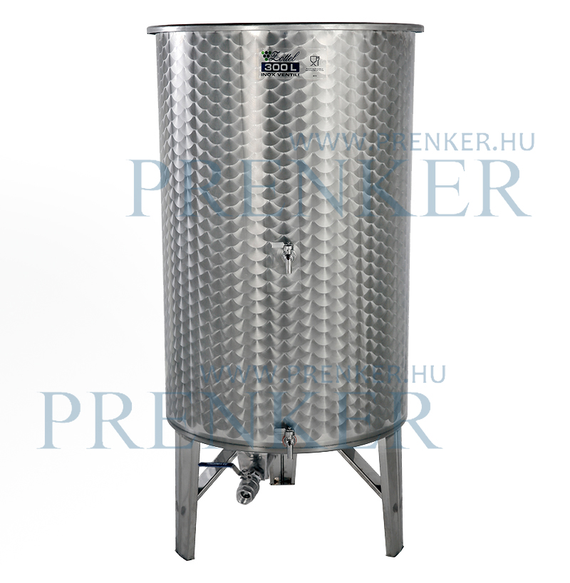 Úszófedeles INOX bortartály 300 l, 3 csapos
